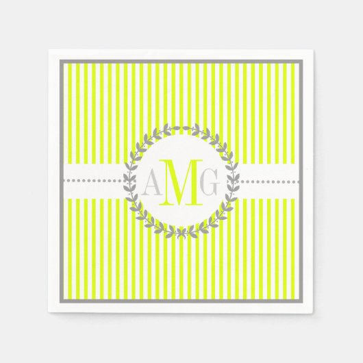 Chartreuse, weiß gestreifte Trauung Serviette (Vorderseite)