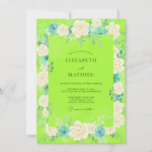 Chartreuse Weiße Rose Hochzeit Einladung