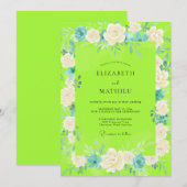 Chartreuse Weiße Rose Hochzeit Einladung (Vorne/Hinten)