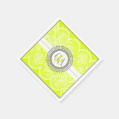 Chartreuse, weiße Spitzen-Trauung Serviette (Ecke)