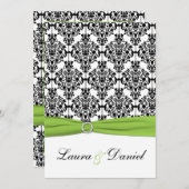 Chartreuse, White, Black Damask Einladung (Vorne/Hinten)