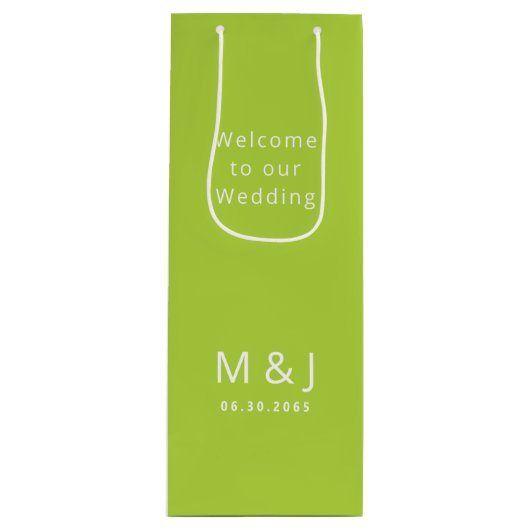 Chartreuse White Monogram Wedding Vielen Dank Geschenktüte Für Weinflaschen (Vorderseite)