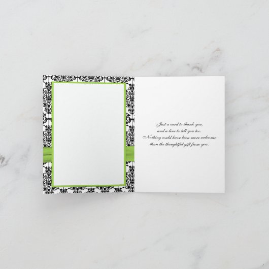 Chartreuse, White und Black Damask Danke Karte (Innenseite)