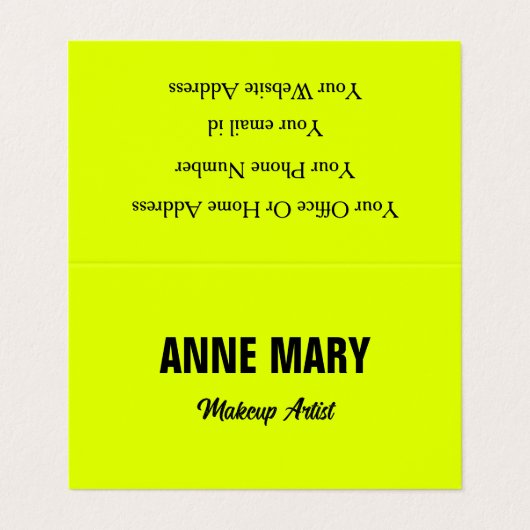 Chartreuse Yellow Fluorescent Neon farbenfrohe Hel Visitenkarten (Außenseite Aufgefaltet)