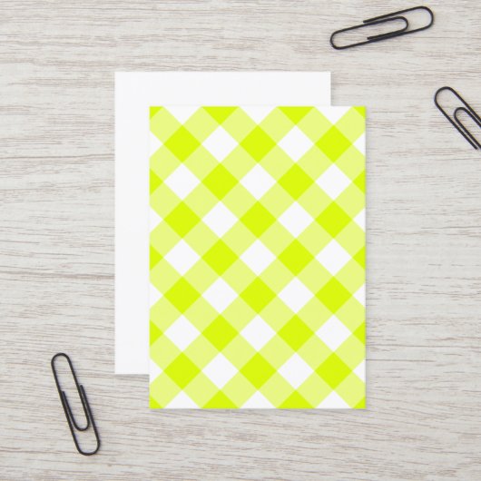 Chartreuse Yellow Gingham Blank Visitenkarte (Vorderseite/Rückseite Beispiel)