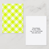 Chartreuse Yellow Gingham Blank Visitenkarte (Vorne/Hinten)