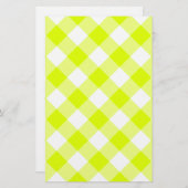 Chartreuse Yellow Gingham Briefpapier (Vorne/Hinten)