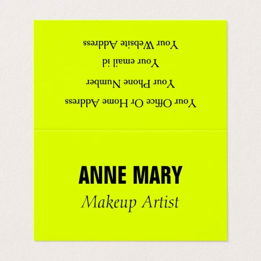 Chartreuse Yellow Neon Farbenfroh Bright Stilvoll Visitenkarten (Außenseite Aufgefaltet)