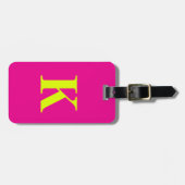 Chartreuse Yellow Neon Hot Pink Monogram Name Gepäckanhänger (Vorderseite horizontal)