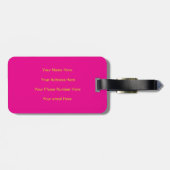 Chartreuse Yellow Neon Hot Pink Monogram Name Gepäckanhänger (Rückseite horizontal)