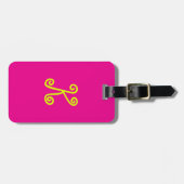 Chartreuse Yellow Neon Hot Pink Monogram Script Gepäckanhänger (Vorderseite horizontal)