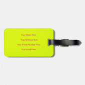 Chartreuse Yellow Pink Individuelle Name Geschenk Gepäckanhänger (Rückseite horizontal)