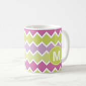 Chartreuse Yellow Pink Monogram Kaffeetasse (VorderseiteRechts)