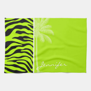Chartreuse Zebra Stripes Animal Print, Palm Handtuch