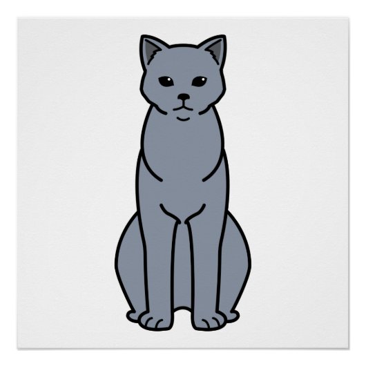 Chartreux Cat Cartoon Poster (Vorderseite)