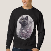 Chartreux Cat Japanese Cherry Blossom Floral Sakur Sweatshirt (Vorderseite)