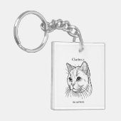 Chartreux Cat Portrait Schlüsselanhänger (Vorderseite links)