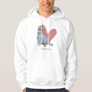 Chartreux Cat Watercolor Kitty Pink Herz Hoodie