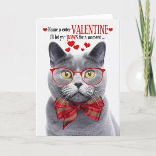 Chartreux Gray Cat Feline Spaß Valentinstag Feiertagskarte