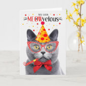 Chartreux Gray Cat MEOWvelous Birthday Karte (Gelbe Blume)
