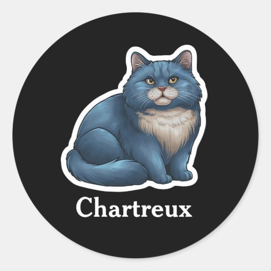 Chartreux Runder Aufkleber (Vorderseite)