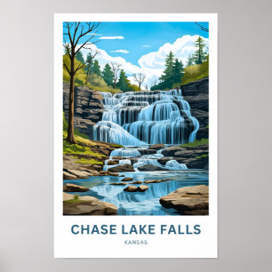 Chase Lake Falls Kansas Travel Print Poster