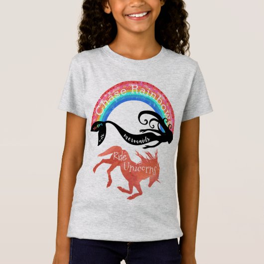 Chase Rainbows Swim mit Mermaids, Ride Unicorns T-Shirt (Vorderseite)