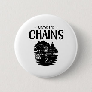 Chase The Chains Disc Golf Frisbee Kunst  Button