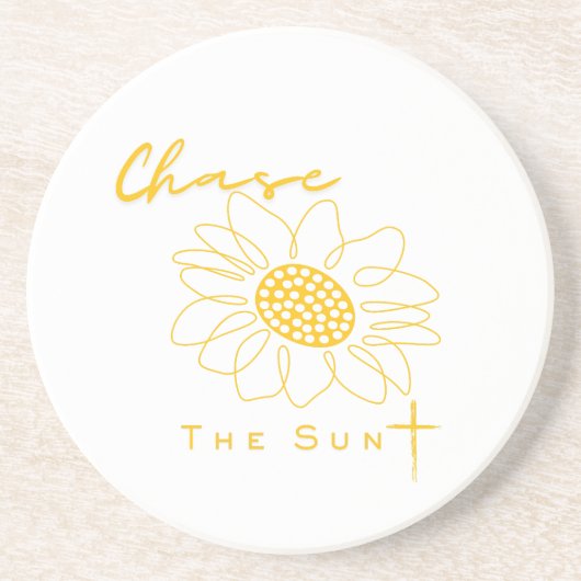 "Chase the Sun" Sunflower Stone Coaster Getränkeuntersetzer (Vorne)