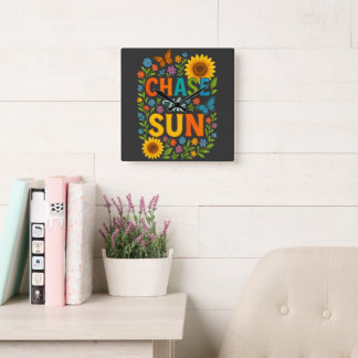 Chase the sun Wall Clock Quadratische Wanduhr