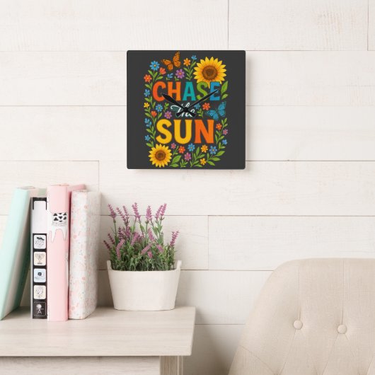Chase the sun Wall Clock Quadratische Wanduhr (Lesesaal)