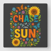 Chase the sun Wall Clock Quadratische Wanduhr (Vorderseite)