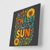 Chase the sun Wall Clock Quadratische Wanduhr (Winkel)