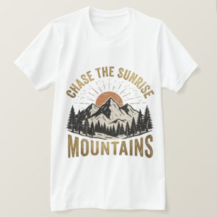 Chase The Sunrise Berge Vintage Wandern T-Shirt