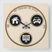 Chase Your Dreams Personal Wall Clock Quadratische Wanduhr (Vorderseite)