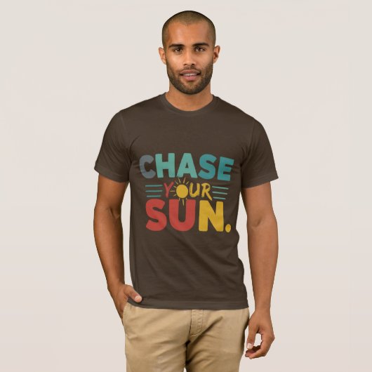 Chase your Sun" Lebhafter Regenbogen-T - Shirt (Vorne ganz)