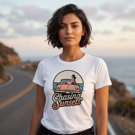 Chasing Sunsets Retro Ästhetik Damen T-Shirt