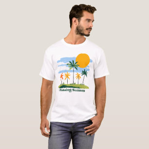 Chasing Sunsets Vintage Tropische Palmen Weiß T-Shirt