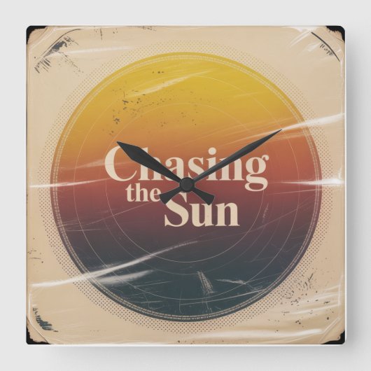 Chasing The Sun Quadratische Wanduhr (Vorderseite)