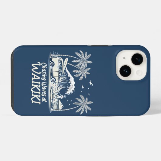 Chasing Waves at Waikiki iPhone Hülle (Rückseite (Horizontal))