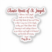 Chaste Heart Prayer Vinyl Sticker (Vorderseite)