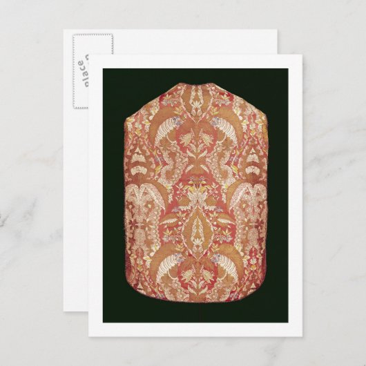 Chasuble, Spitzenseide, gemustert, Frankreich, c.1 Postkarte (Vorne/Hinten)
