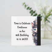 Chat 1 Kitten und top hat Aquarell Einladung (Stehend Vorderseite)