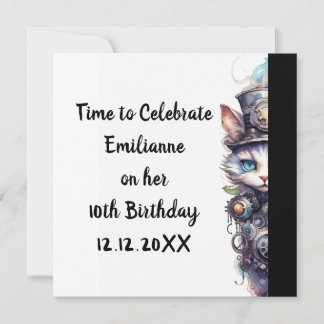 Chat 1 Kitten und top hat Aquarell Einladung