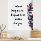 Chat 1 Kitten und top hat Aquarell Poster (Küche)