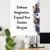 Chat 1 Kitten und top hat Aquarell Poster (Heimbüro)