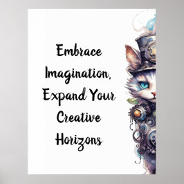 Chat 1 Kitten und top hat Aquarell Poster