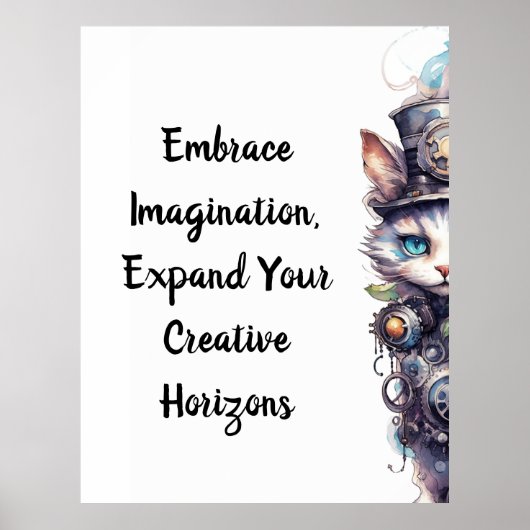 Chat 1 Kitten und top hat Aquarell Poster (Vorne)