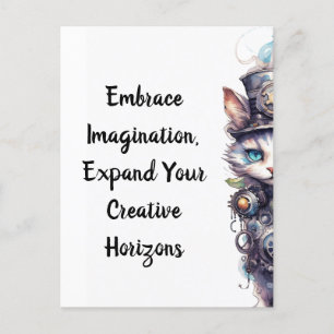 Chat 1 Kitten und top hat Aquarell Postkarte
