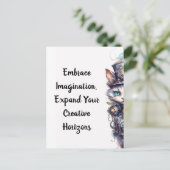 Chat 1 Kitten und top hat Aquarell Postkarte (Stehend Vorderseite)